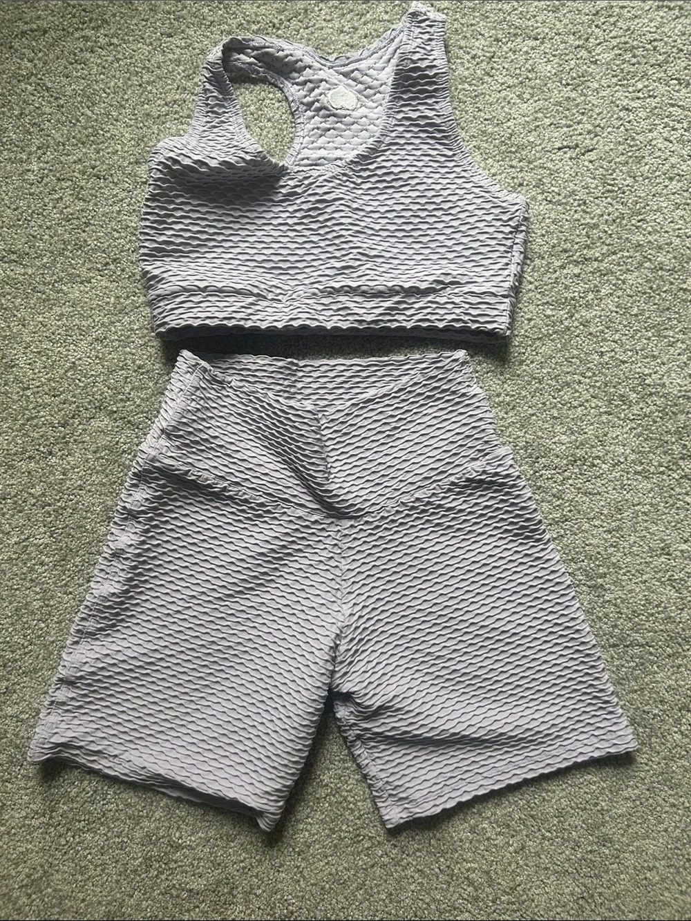 booty by Brabants Lilac Textured 2-Piece Set-Crop Racerback & High-Waist Shorts